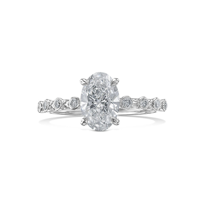 1.82CT 6*8mm Oval Cut Moissanite Engagement Rings In Sterling Silver