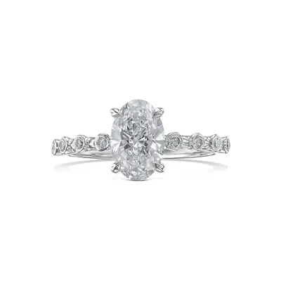 1.5CT 6*8mm Oval Cut Moissanite Engagement Rings In Sterling Silver