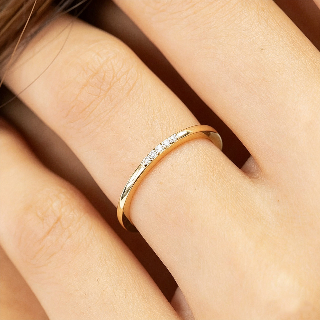 0.3CT Round Cut Moissanite Wedding Bands In Sterling Silver