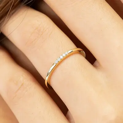 0.3CT Round Cut Moissanite Wedding Bands In Sterling Silver