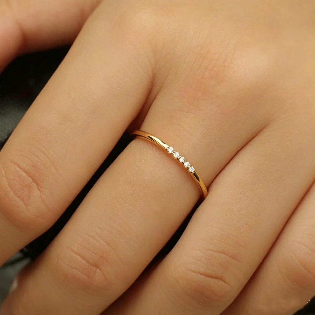 0.3CT Round Cut Moissanite Wedding Bands In Sterling Silver