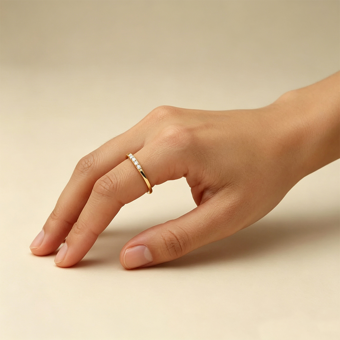 0.3CT Round Cut Moissanite Wedding Bands In Sterling Silver