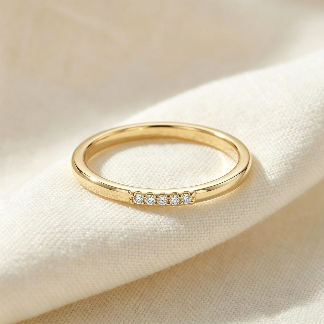0.3CT Round Cut Moissanite Wedding Bands In Sterling Silver