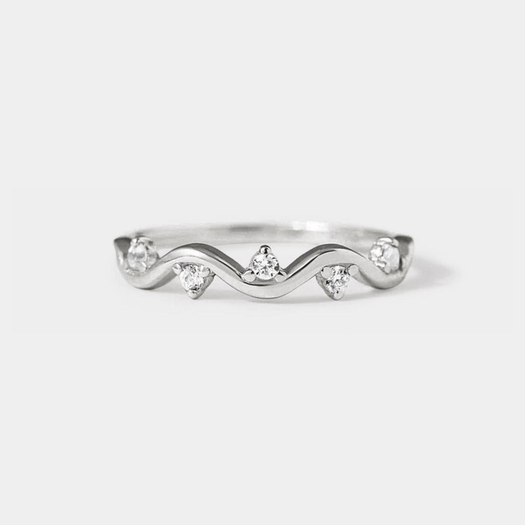 0.3CT Round Cut Moissanite Wedding Bands In Sterling Silver