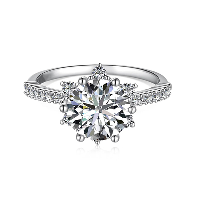 2.36CT 8*8mm Round Cut Moissanite Engagement Rings In Sterling Silver