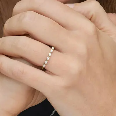 1.05CT Pear Cut Moissanite Wedding Bands In Sterling Silver