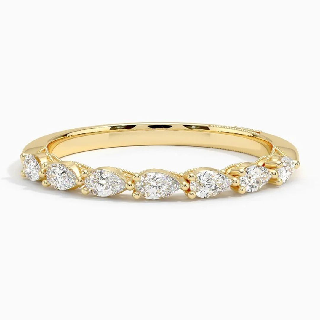 1.05CT Pear Cut Moissanite Wedding Bands In Sterling Silver