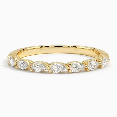 1.05CT Pear Cut Moissanite Wedding Bands In Sterling Silver