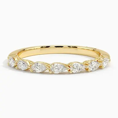 1.05CT Pear Cut Moissanite Wedding Bands In Sterling Silver