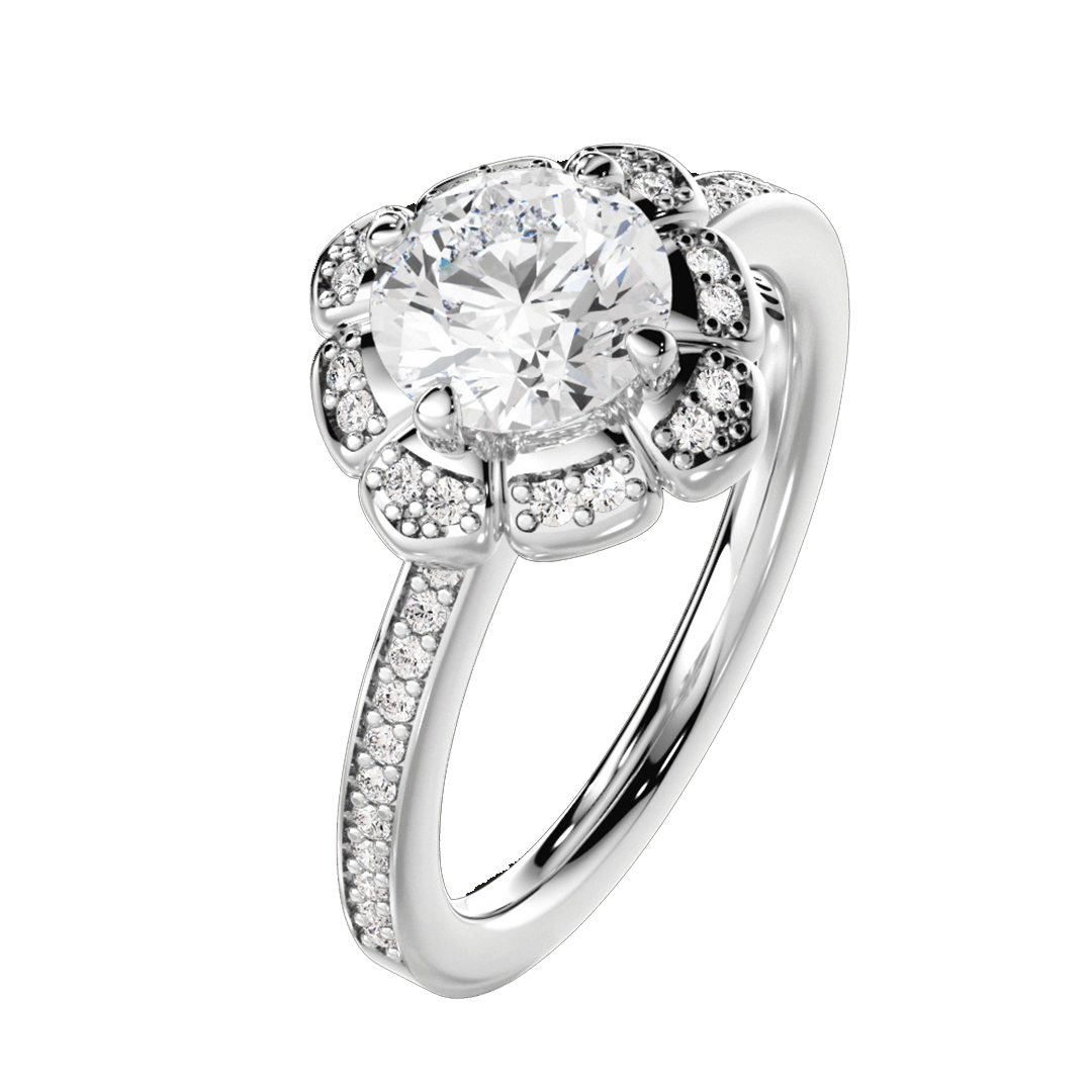 2.8CT 8*8mm Round Cut Moissanite Engagement Rings In Sterling Silver