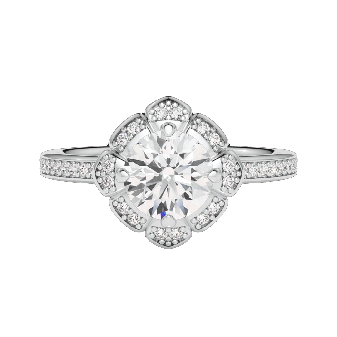 2.8CT 8*8mm Round Cut Moissanite Engagement Rings In Sterling Silver