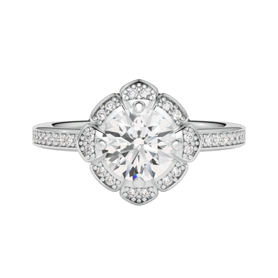 2.8CT 8*8mm Round Cut Moissanite Engagement Rings In Sterling Silver