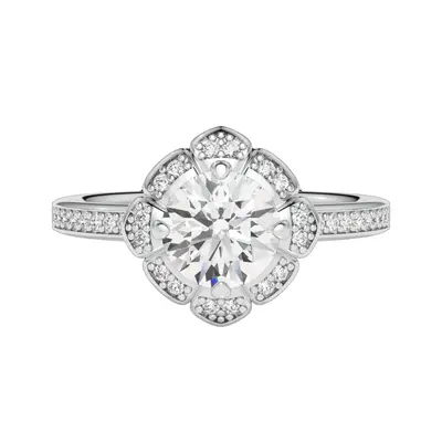 2.8CT 8*8mm Round Cut Moissanite Engagement Rings In Sterling Silver