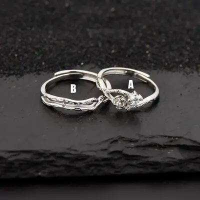 Round Cut Moissanite Wedding Bands Sets In Sterling Silver