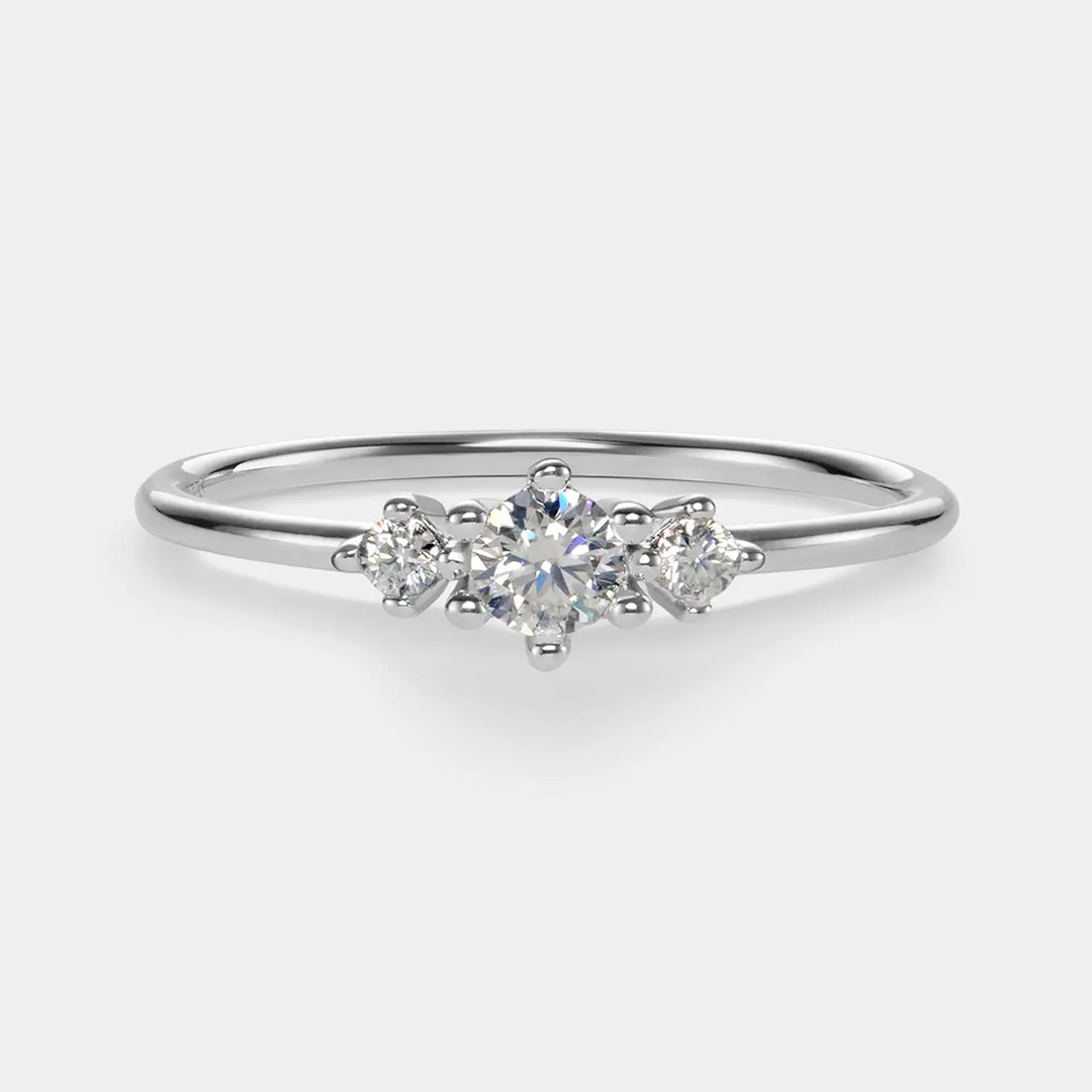 0.9ct 5x5mm Round Cut Moissanite Engagement Rings In Sterling Silver