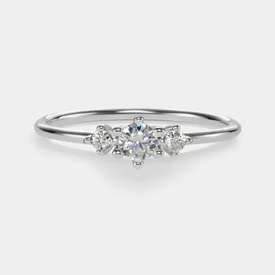 0.9CT 5*5mm Round Cut Moissanite Engagement Rings In Sterling Silver