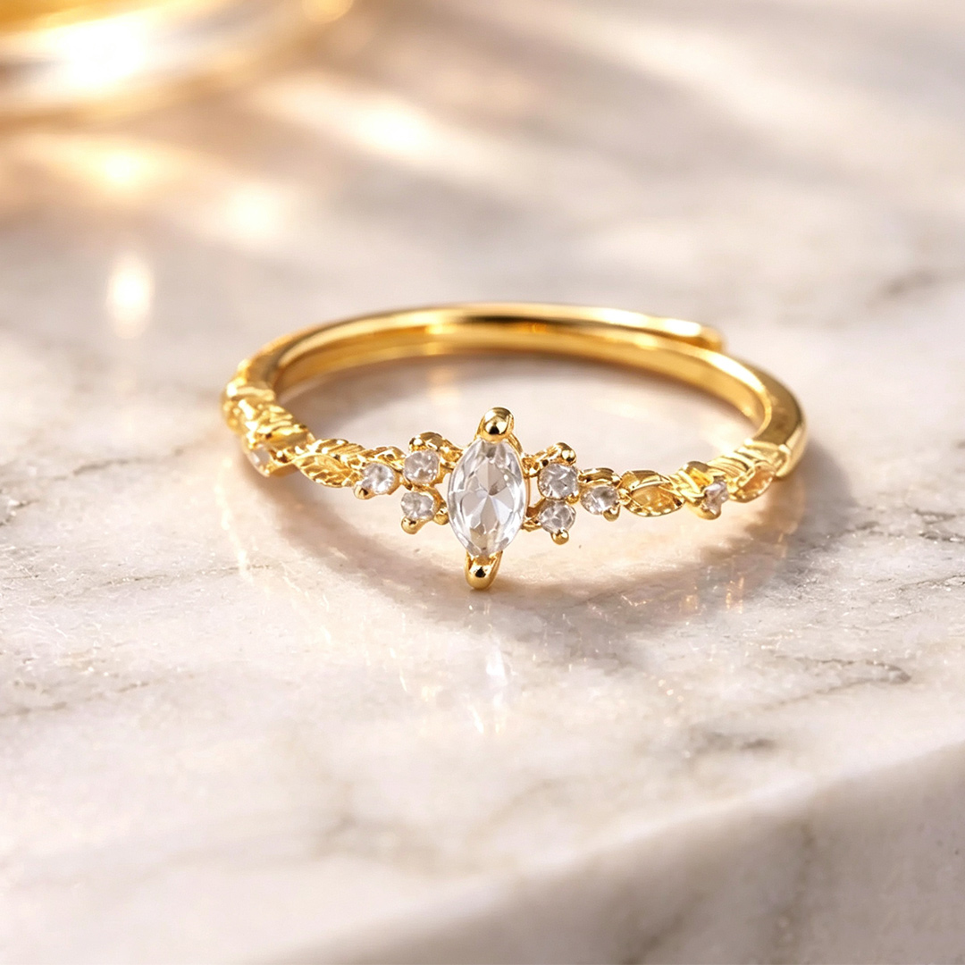 0.344ct 2x4mm Marquise Cut Moissanite Engagement Rings In Sterling Silver