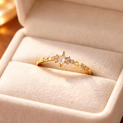 0.344ct 2x4mm Marquise Cut Moissanite Engagement Rings In Sterling Silver