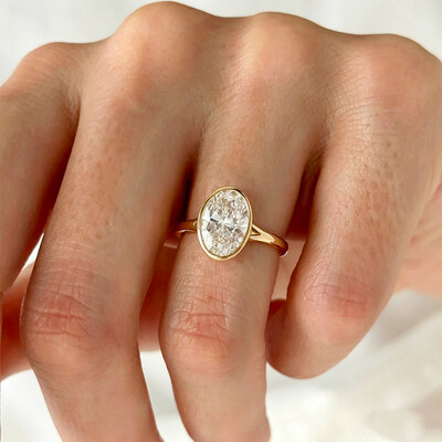 3ct 8x10mm Oval Cut Moissanite Engagement Rings In Sterling Silver
