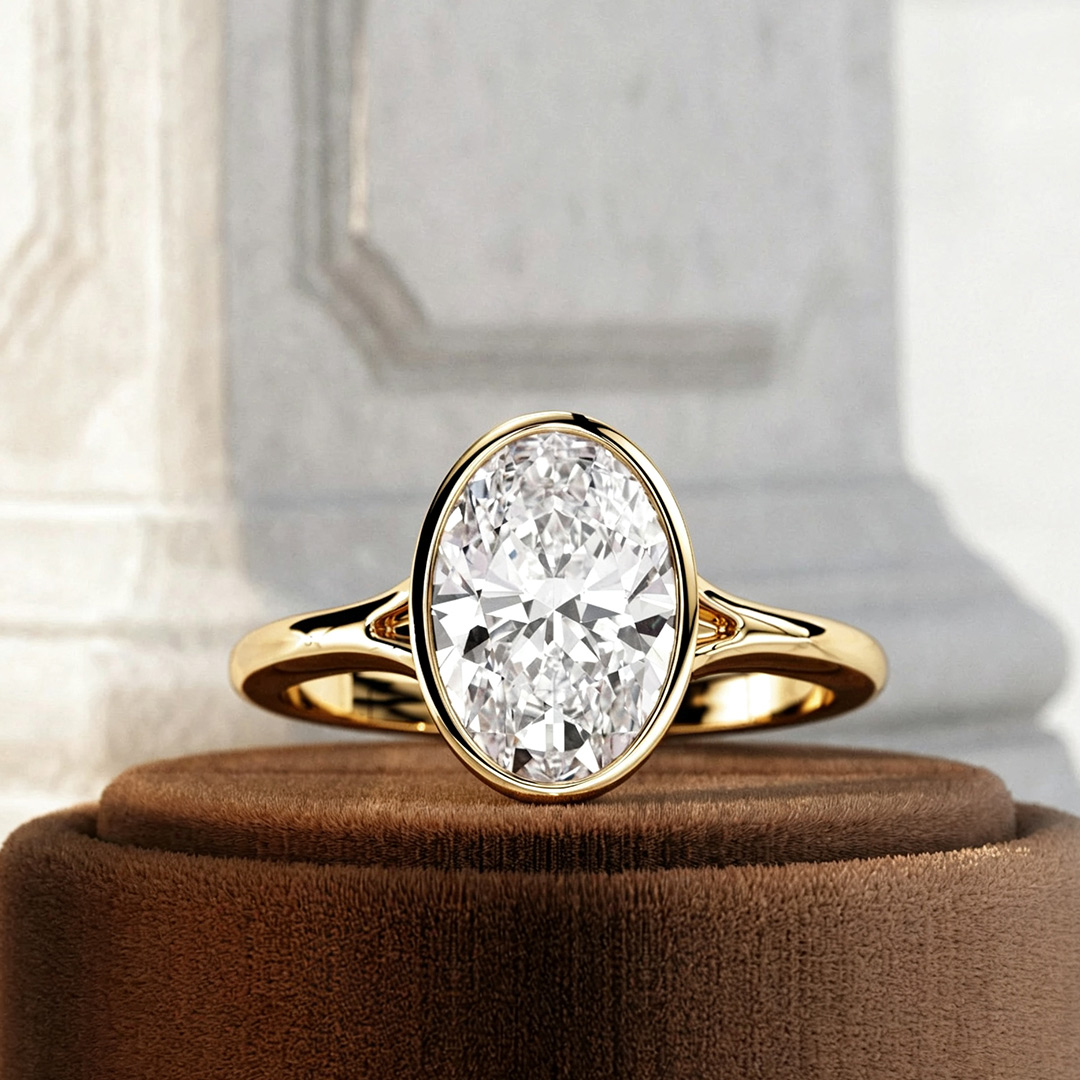 3ct 8x10mm Oval Cut Moissanite Engagement Rings In Sterling Silver