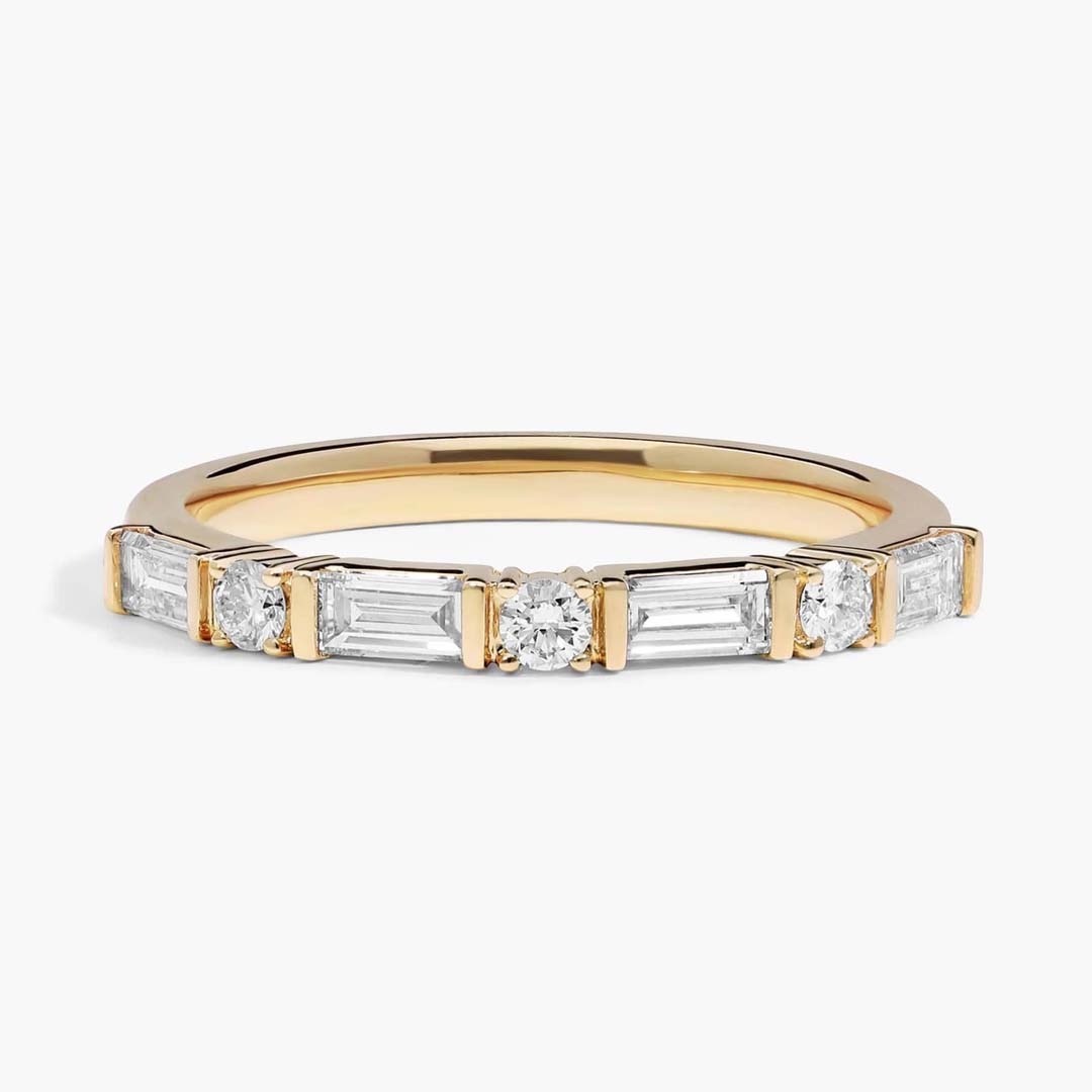 1.174ct Emerald Cut Moissanite Wedding Rings In Sterling Silver