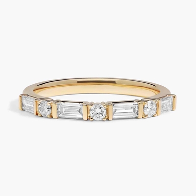 1.174ct Emerald Cut Moissanite Wedding Rings In Sterling Silver