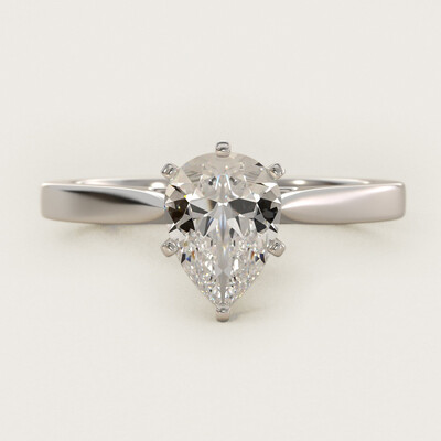 1.25ct 6x8mm Pear Cut Moissanite Engagement Rings In Sterling Silver