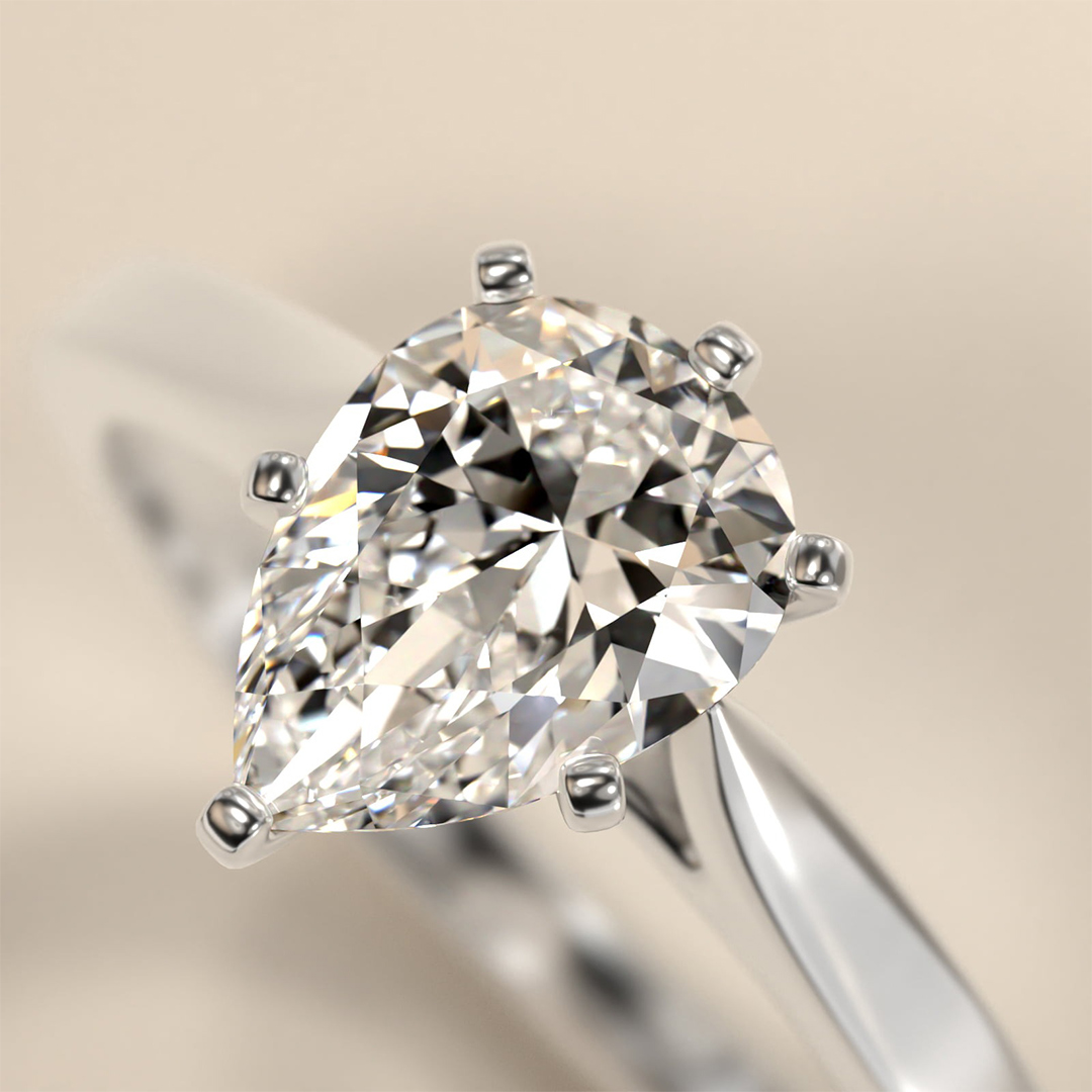 1.25ct 6x8mm Pear Cut Moissanite Engagement Rings In Sterling Silver