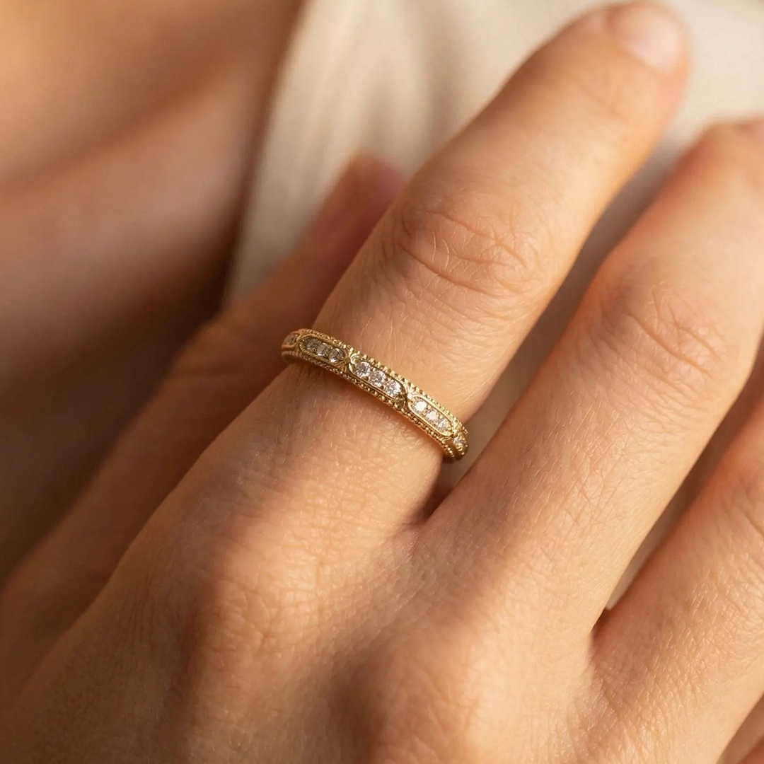 0.36CT Round Cut Moissanite Wedding Bands In Sterling Silver