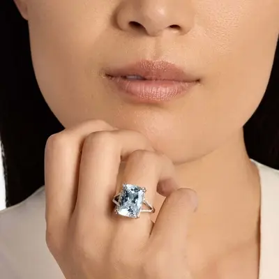 10*14mm Radiant Cut Sona Simulated Diamonds Engagement Rings In Sterling Silver