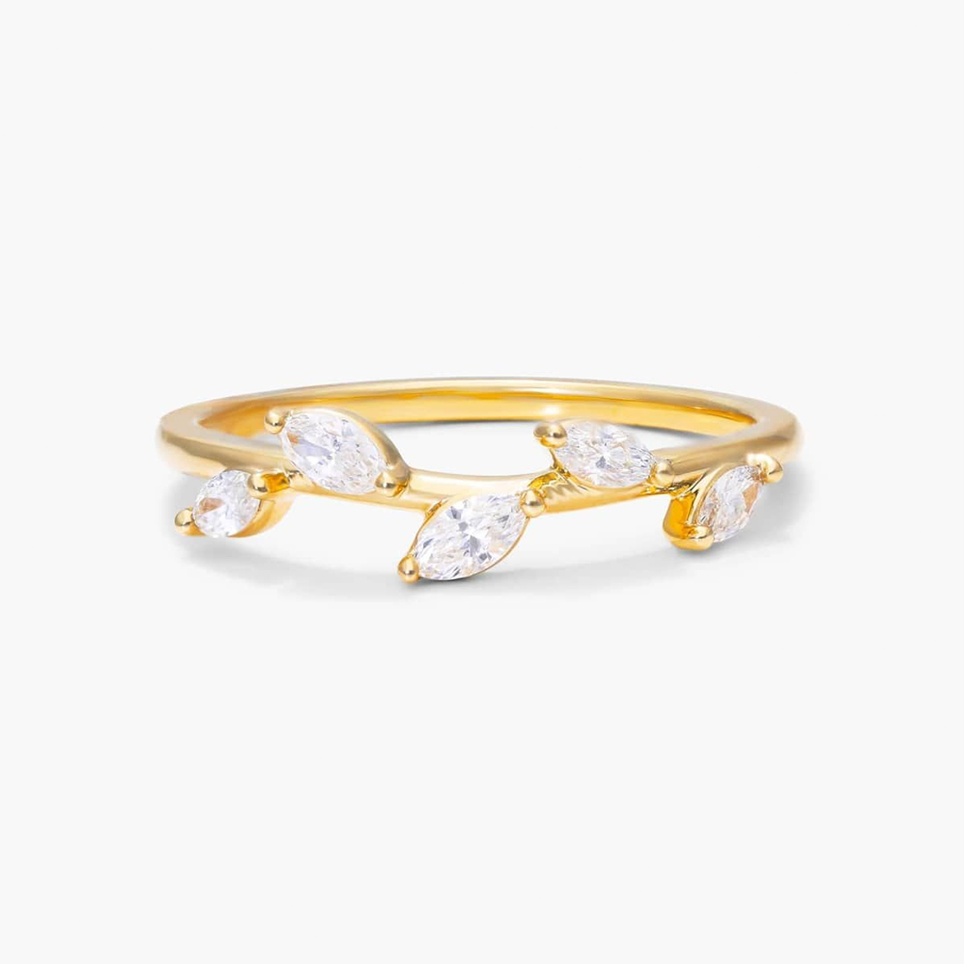 0.7CT Marquise Cut Moissanite Wedding Bands In Sterling Silver