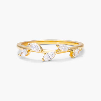 0.7CT Marquise Cut Moissanite Wedding Bands In Sterling Silver