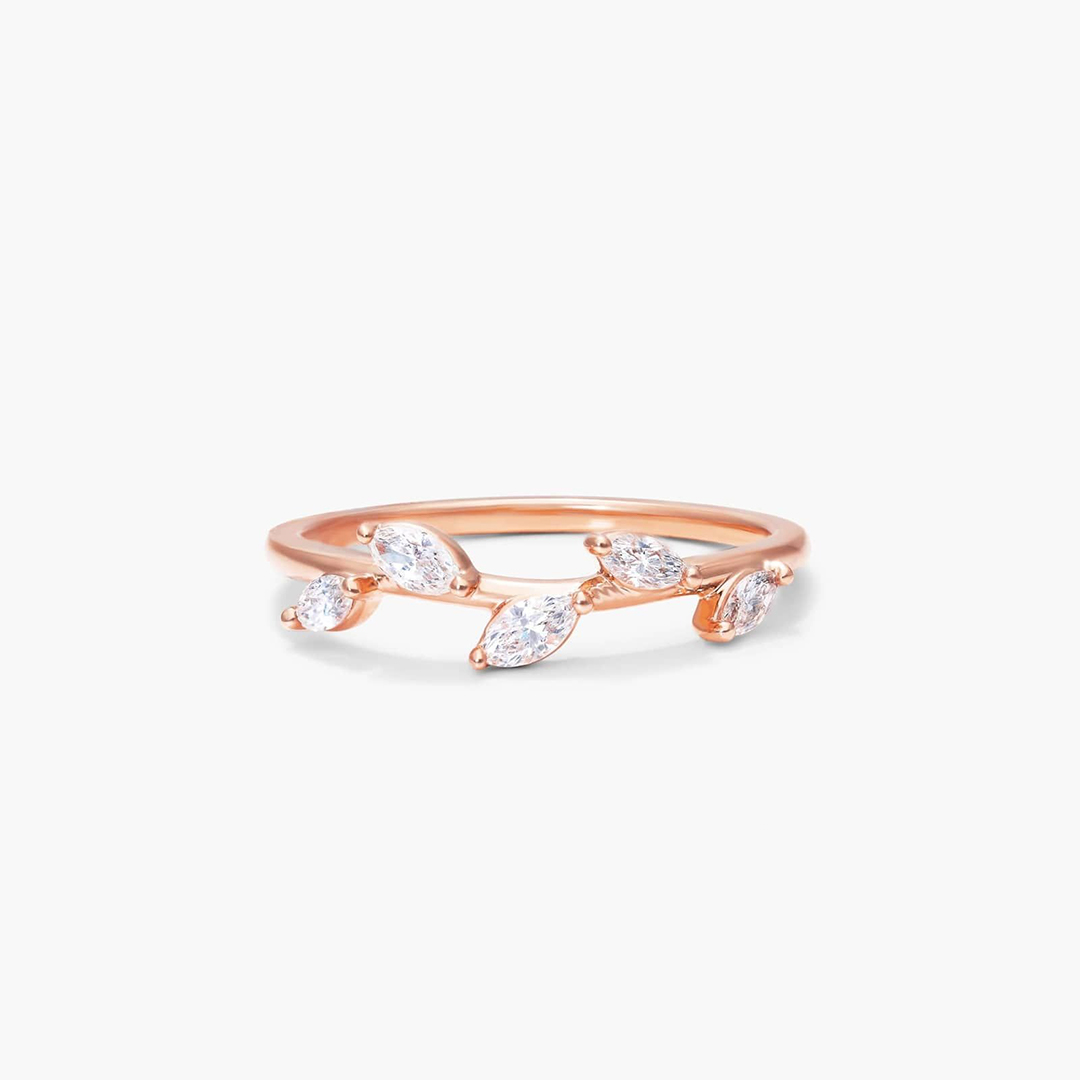 0.7CT Marquise Cut Moissanite Wedding Bands In Sterling Silver