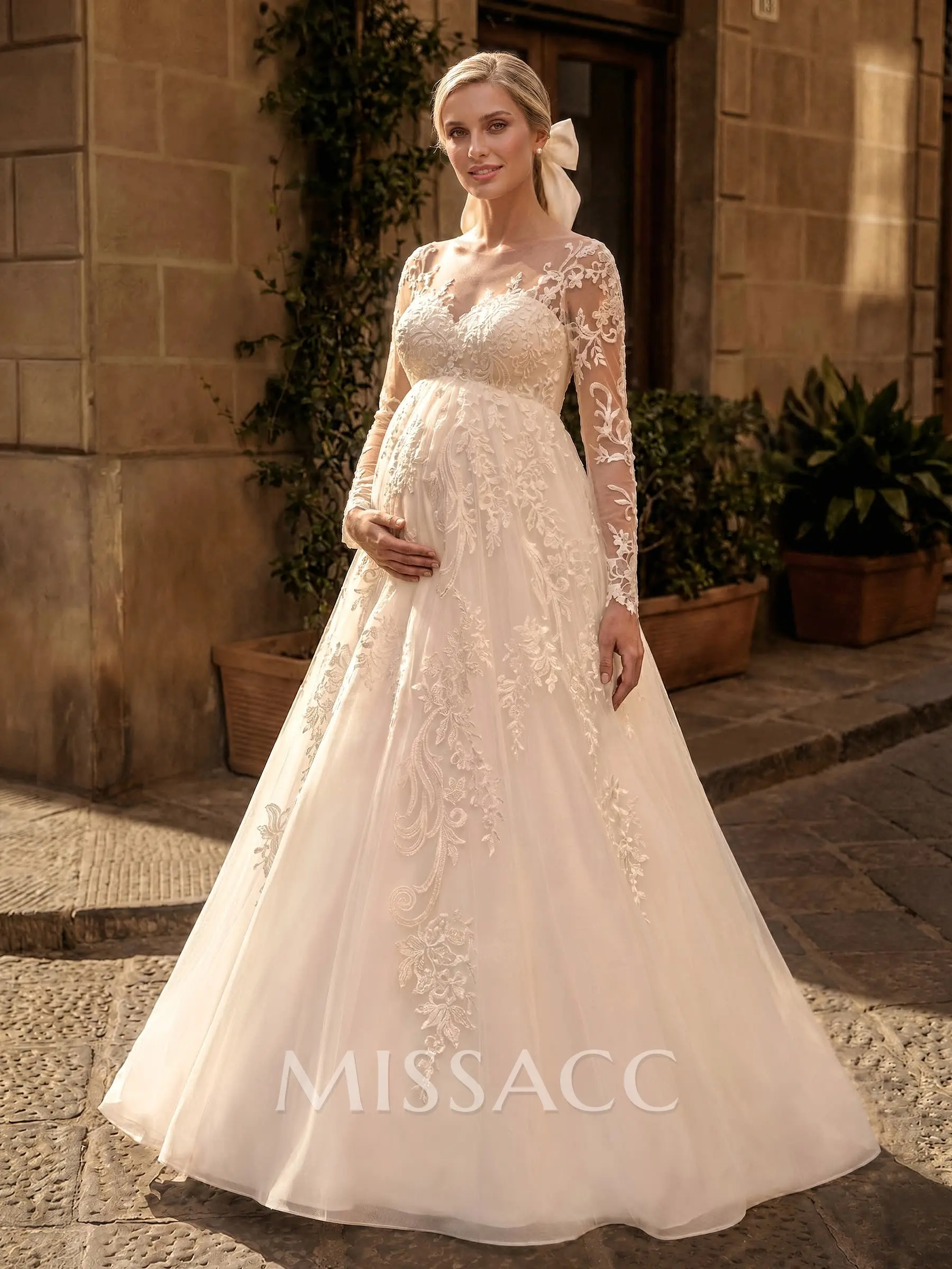 a-line scoop long sleeves floor-length with applique tulle dresses a-line scoop long sleeves floor-length with applique tulle dresses Classy  Long A-Line Sweetheart Appliques Lace Tulle Wedding Dress with Sleeves