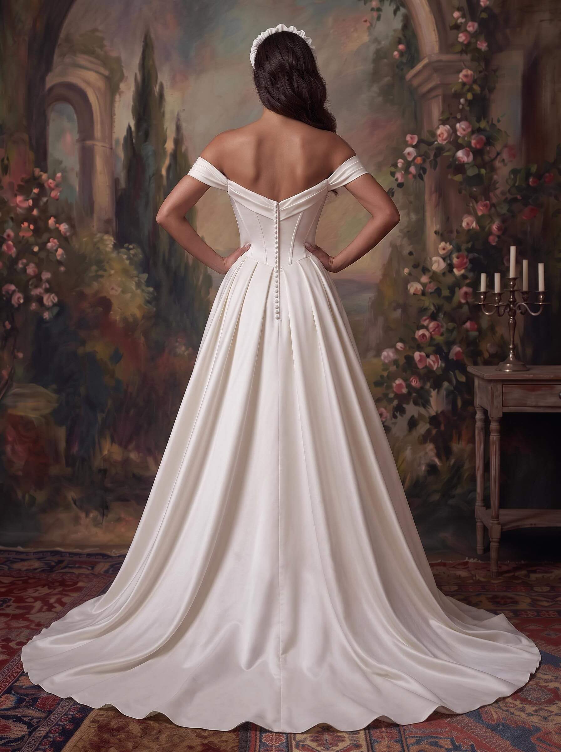 Trumpet/Mermaid Off-The-Shoulder Sleeveless Chapel Train Satin Wedding Dresses