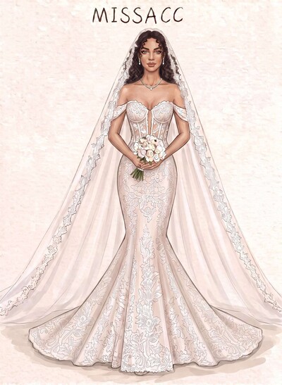 Trumpet/Mermaid Off-The-Shoulder Sleeveless Detachable Wedding Dresses With Appliques Lace