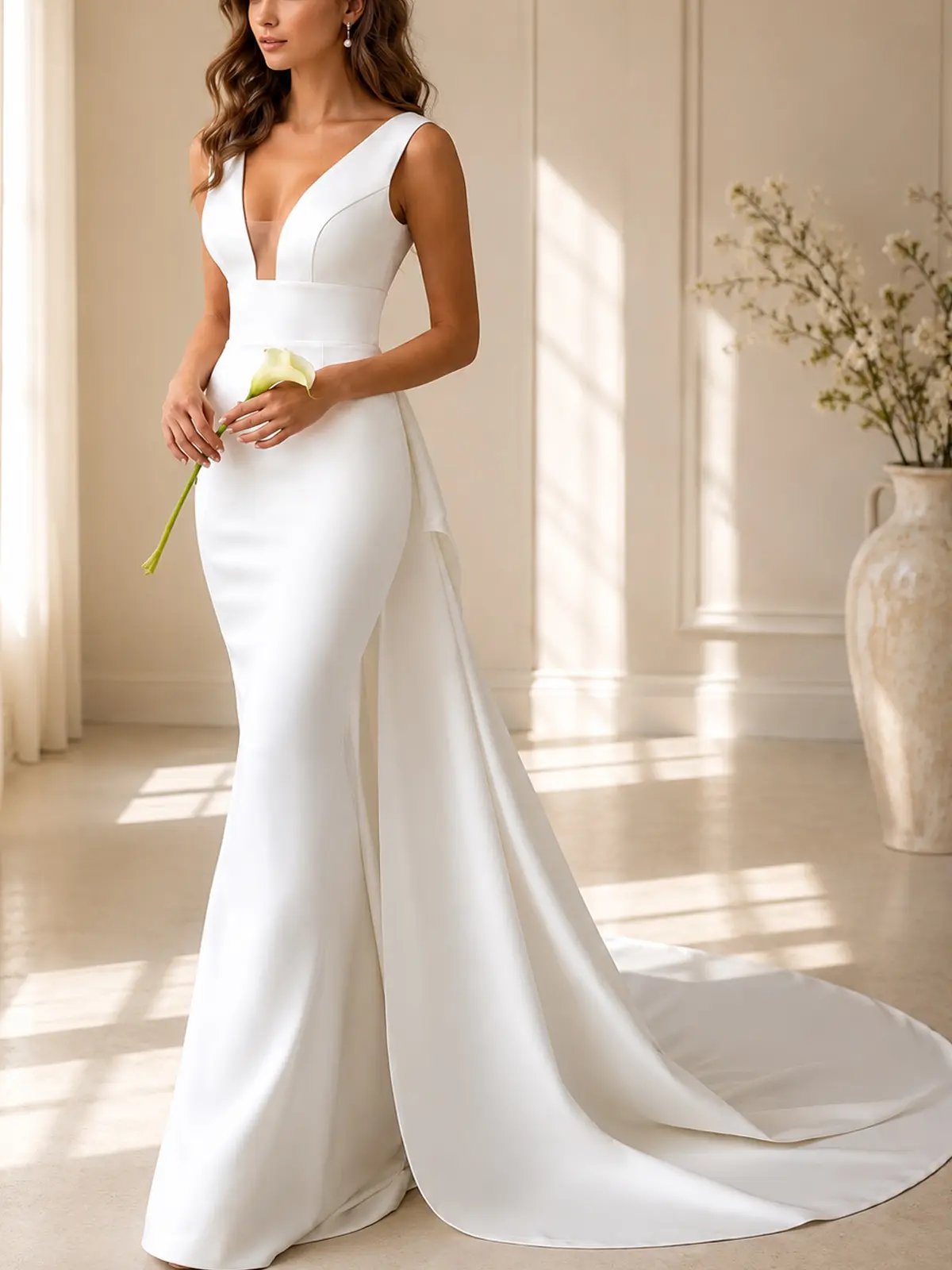 mermaid trumpet wedding dress Strapless Curved Neck Floor-Length Tulle Mermaid/Trumpet LaDivine CC2488W Designed with built Sophia Tolli satin Wedding Dress
