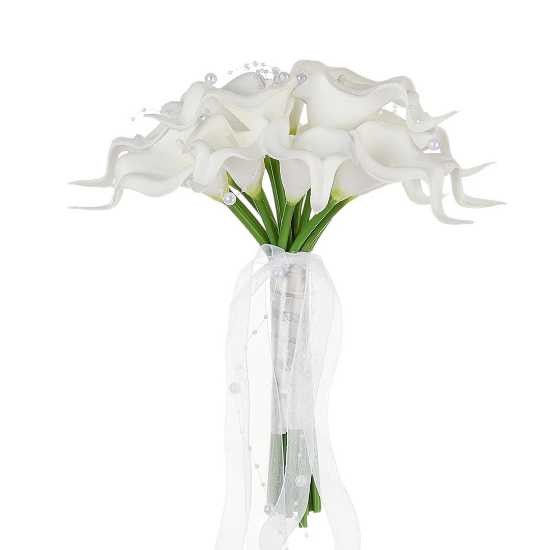 Artificial Wedding Flowers Round Foam Calla Lilies Bridesmaid Bouquets