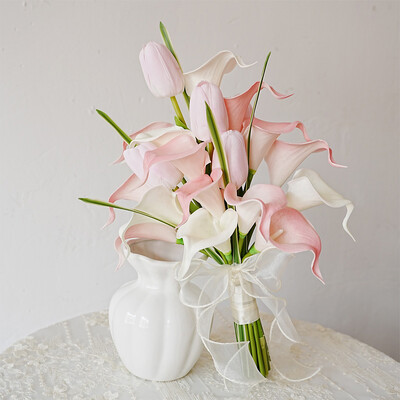 Artificial Wedding Flowers Free-Form Silk Cloth Calla Lilies Bridesmaid Bouquets
