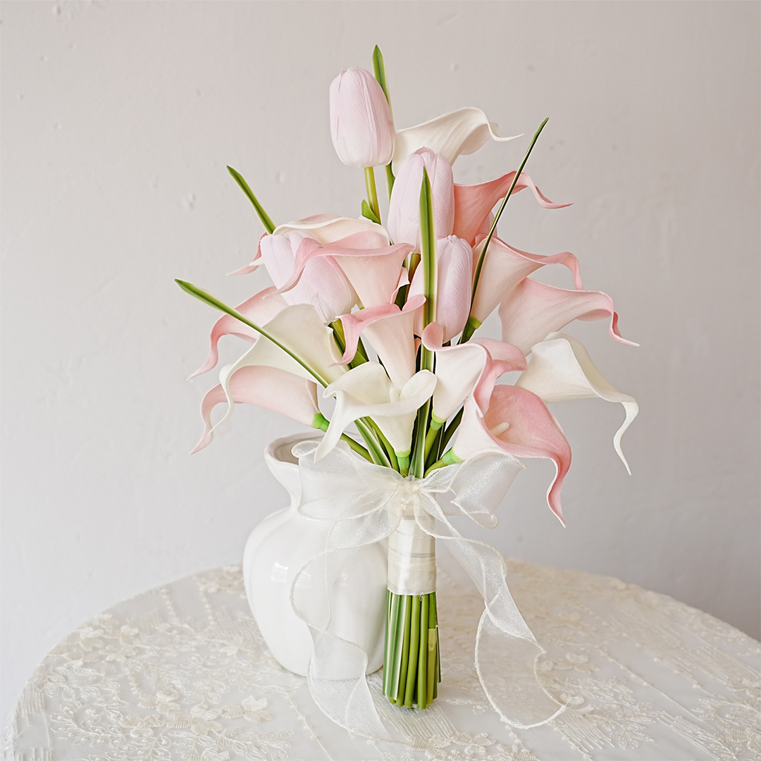 Artificial Wedding Flowers Free-Form Silk Cloth Calla Lilies Bridesmaid Bouquets