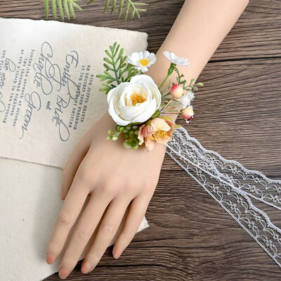 1PC Wedding Flowers Silk Roses Wrist Corsage