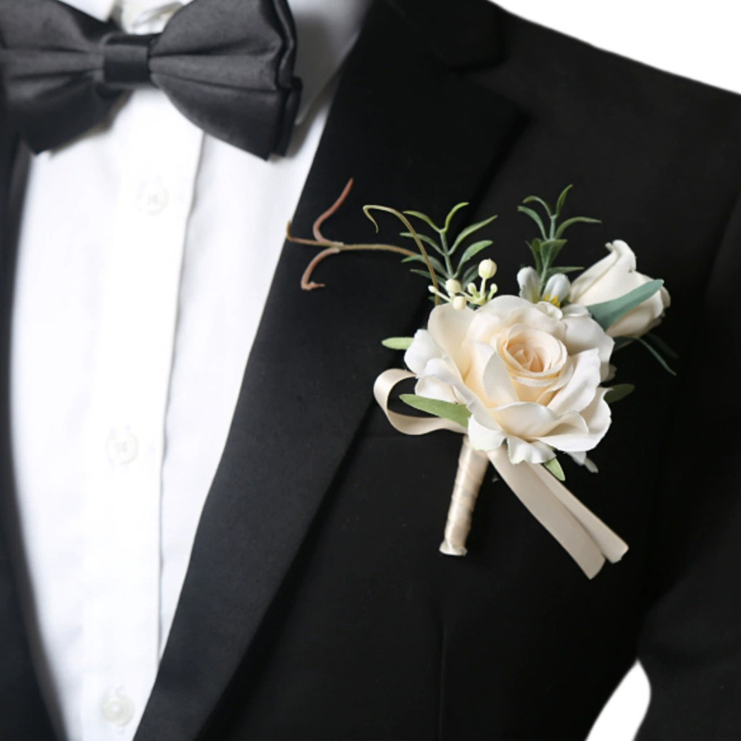 1 PC Wedding Flowers Silk Roses Boutonniere