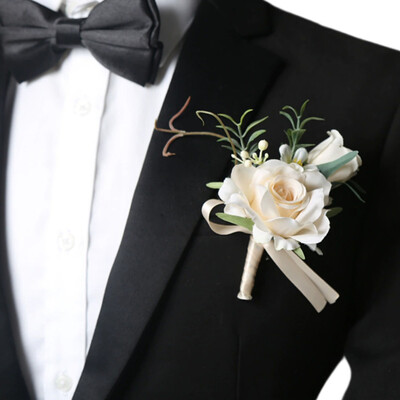 1 PC Wedding Flowers Silk Roses Boutonniere