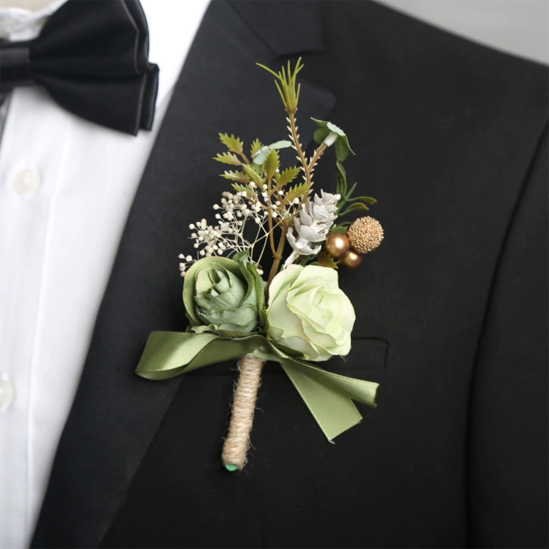 1 PC Wedding Flowers Silk Roses Boutonniere