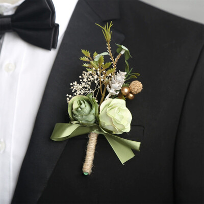 1 PC Wedding Flowers Silk Roses Boutonniere