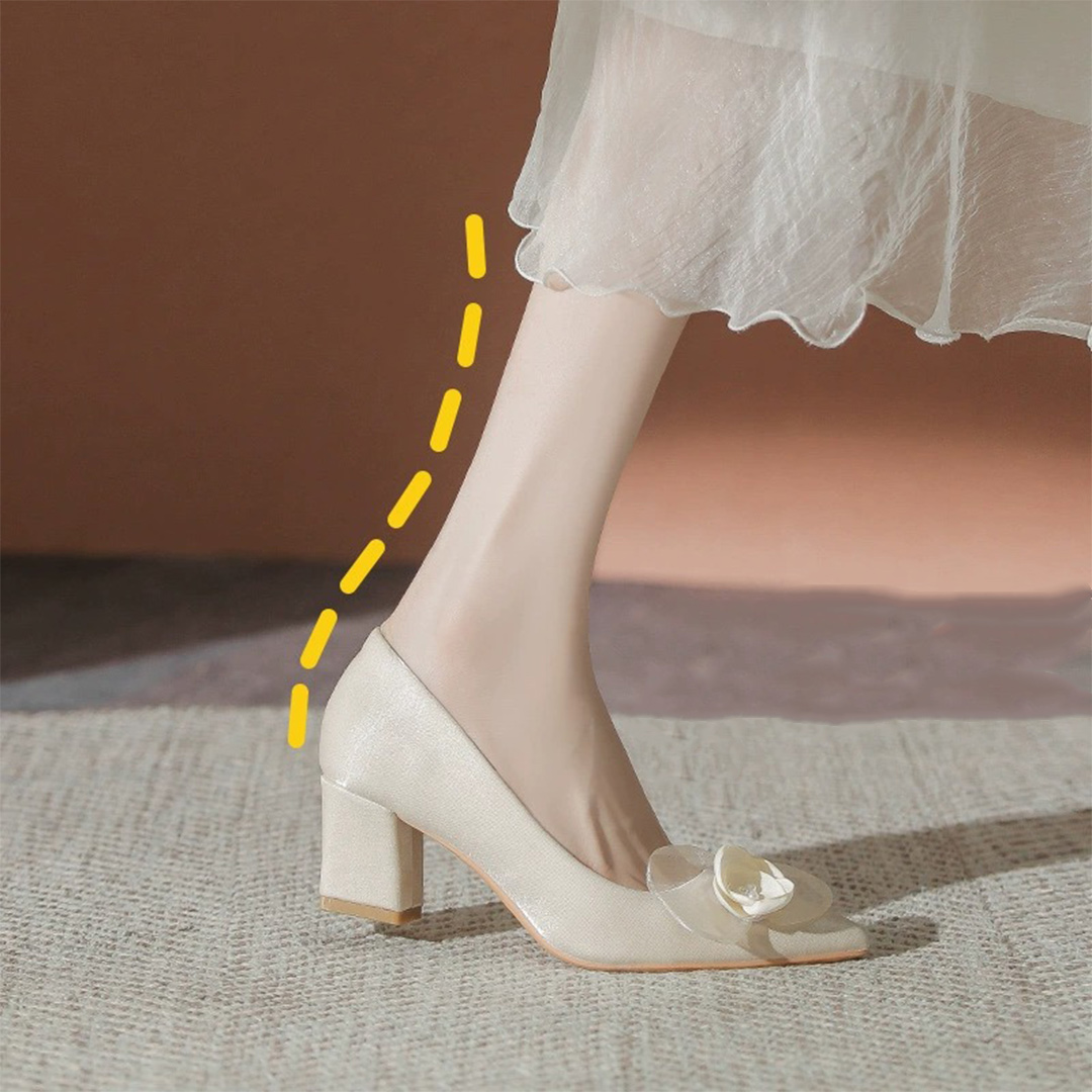 Chunky Heel Point Toe Wedding Shoes With Flower