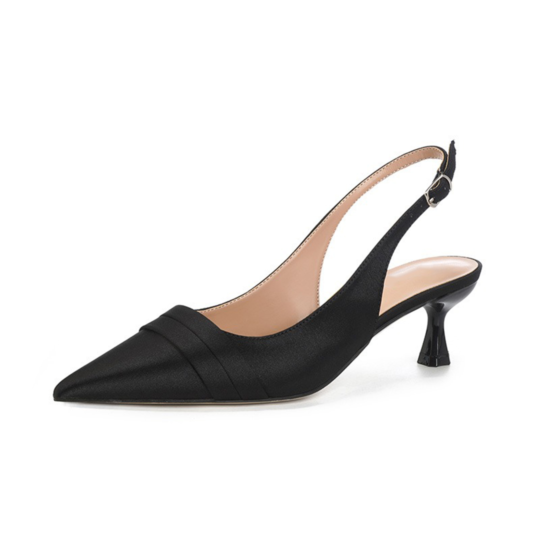 Kitten Heel Silk Satin Point Toe Wedding Shoes