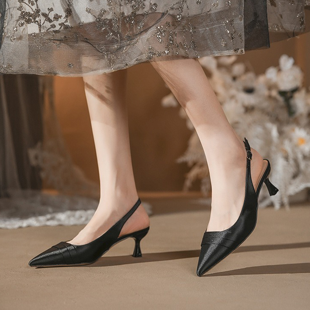 Kitten Heel Silk Satin Point Toe Wedding Shoes