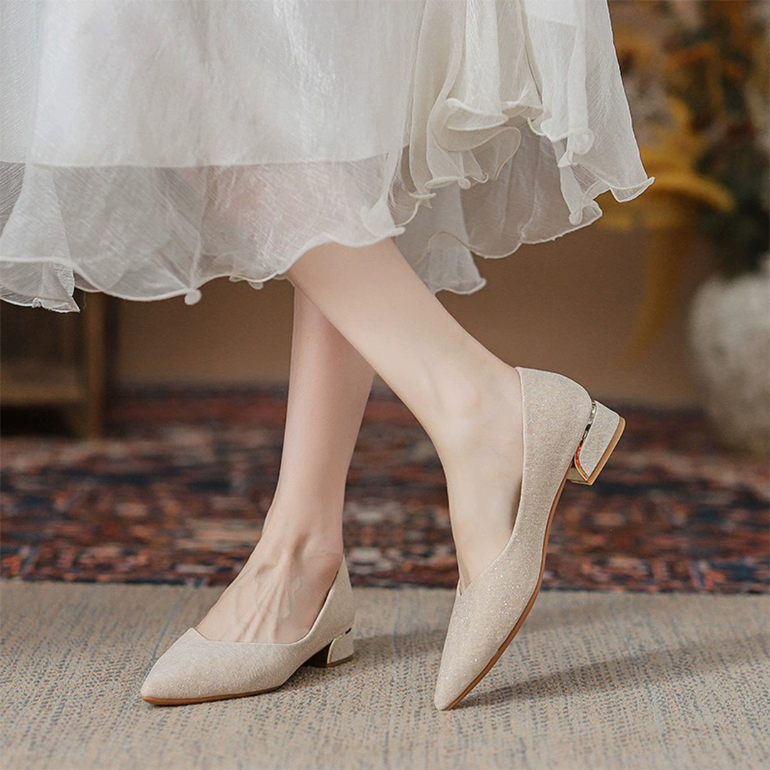 Chunky Heel Point Toe Wedding Shoes