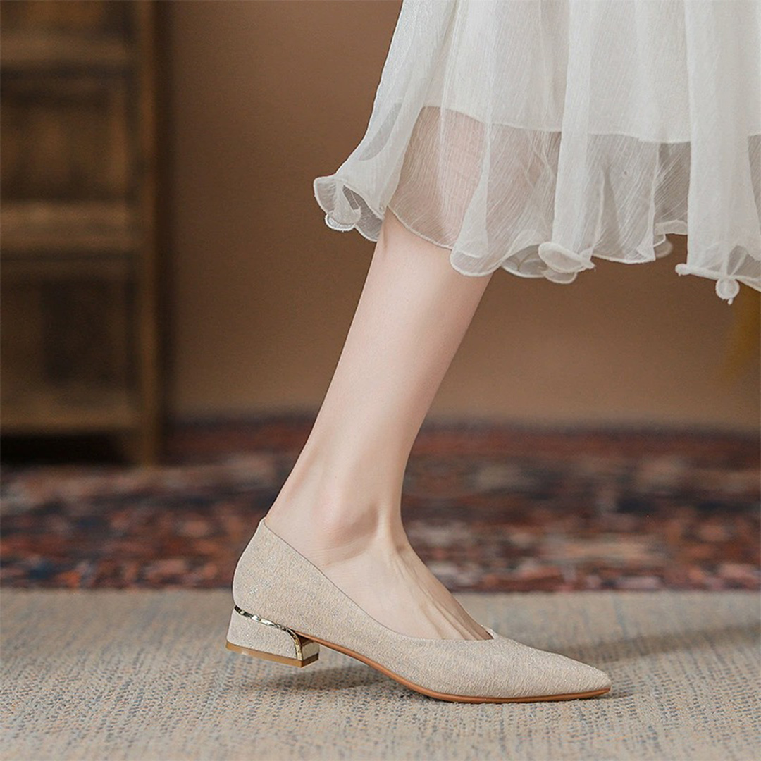 Chunky Heel Point Toe Wedding Shoes